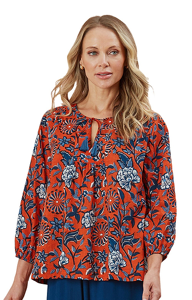 Ladies Adini Cotton Slub Botanical Savinda Top