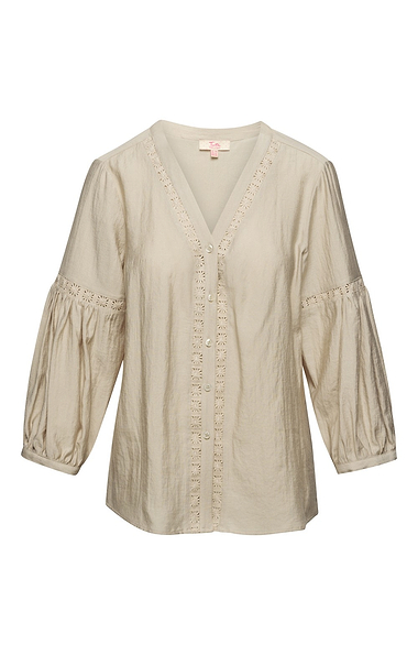 Ladies House of Bruar Helen Embroidered V Neck Blouse