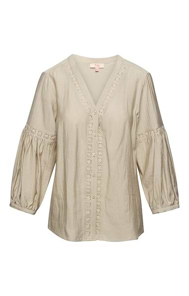 Ladies House of Bruar Helen Embroidered V Neck Blouse