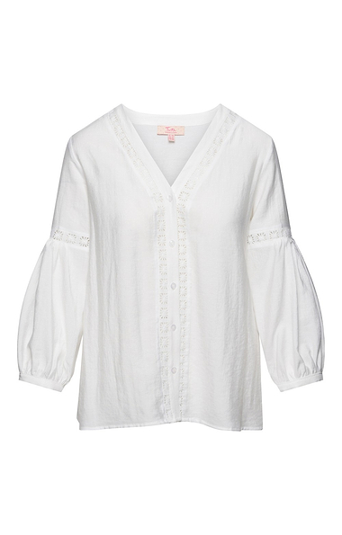 Ladies House of Bruar Helen Embroidered V Neck Blouse