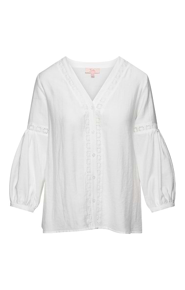 Ladies House of Bruar Helen Embroidered V Neck Blouse