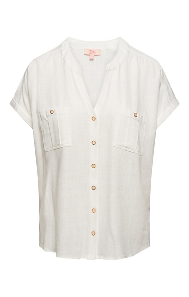Ladies House of Bruar Creta Linen Viscose Short Sleeve Blouse
