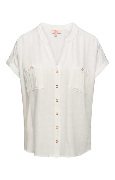 Ladies House of Bruar Creta Linen Viscose Short Sleeve Blouse