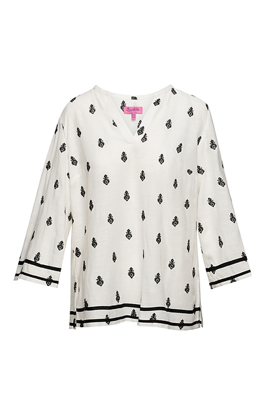 Ladies House of Bruar Aloe Notch Neck Embroidered Blouse