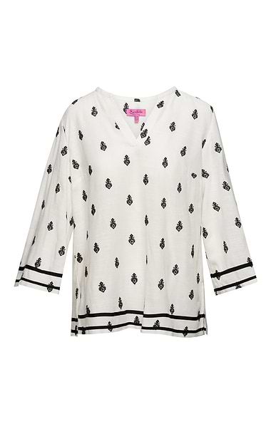 Ladies House of Bruar Aloe Notch Neck Embroidered Blouse