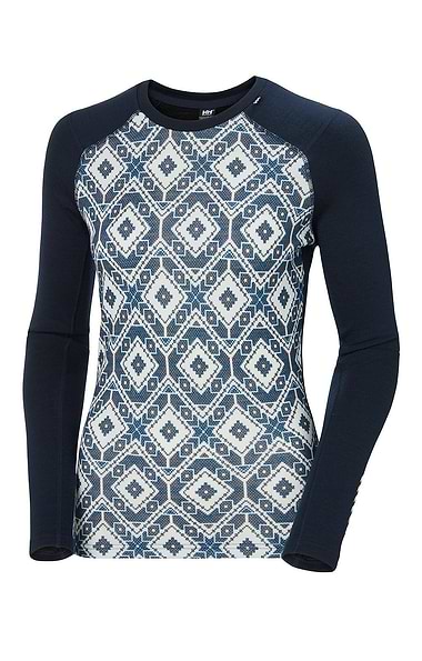 Ladies Helly Hansen Base Layer Merino Printed Crew