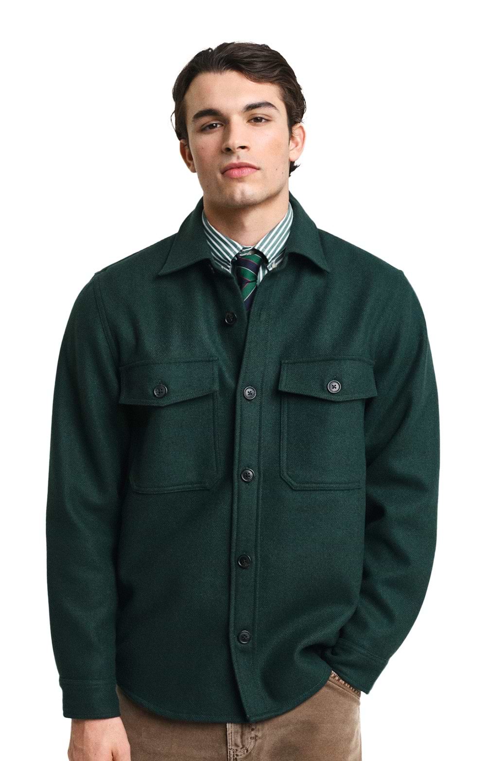 Men's Gant Wool Blend Overshirt, Green House of Bruar