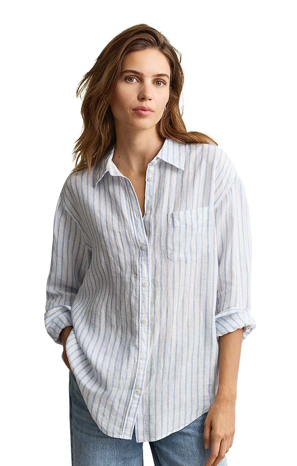 Ladies Gant Relaxed Striped Linen Shirt