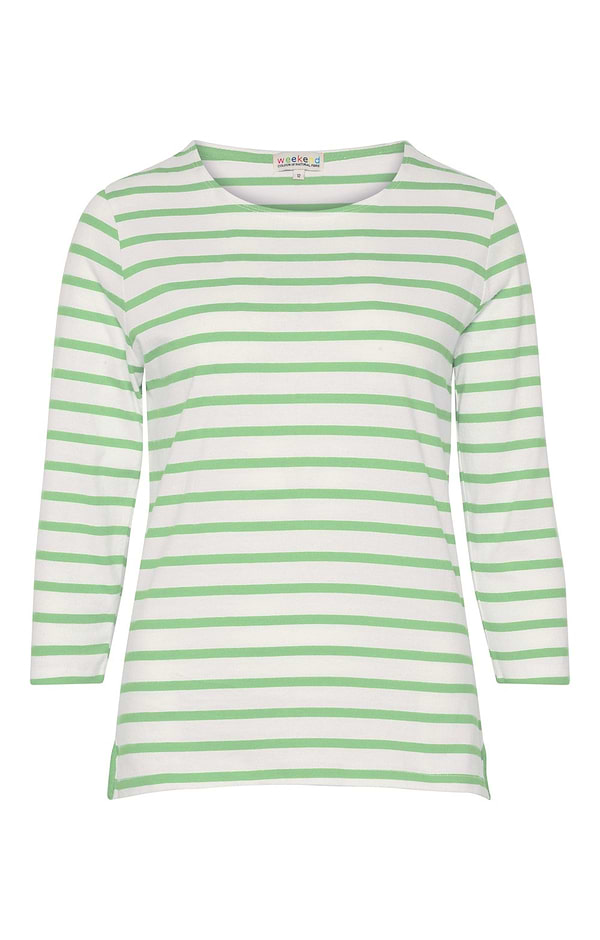 Ladies Cotton Striped Boat Neck Top