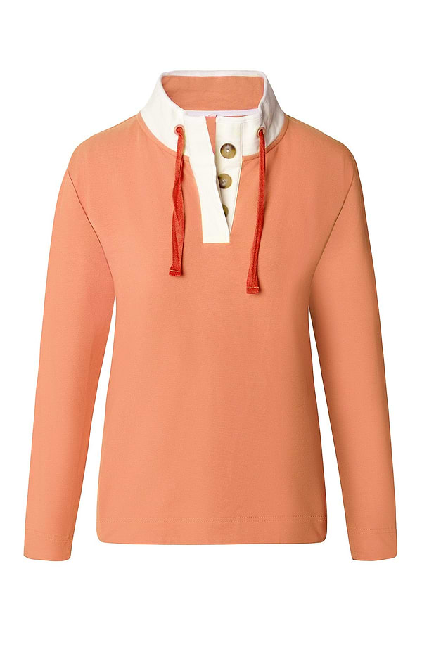Ladies Stretch Cotton Contrast Placket Sweatshirt