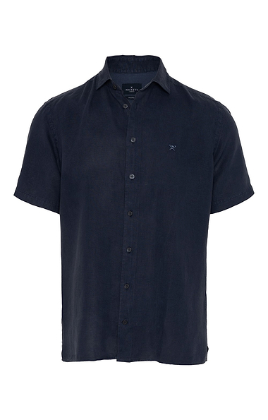 Men's Hackett Garment Dyed Linen Short Sleeved Shirt