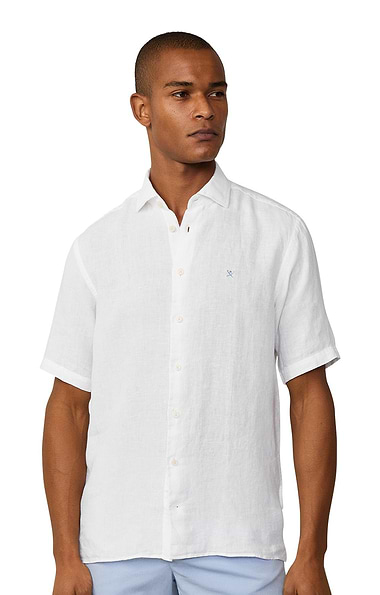 Men's Hackett Garment Dyed Linen Short Sleeved Shirt
