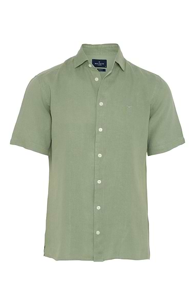 Men's Hackett Garment Dyed Linen Short Sleeved Shirt