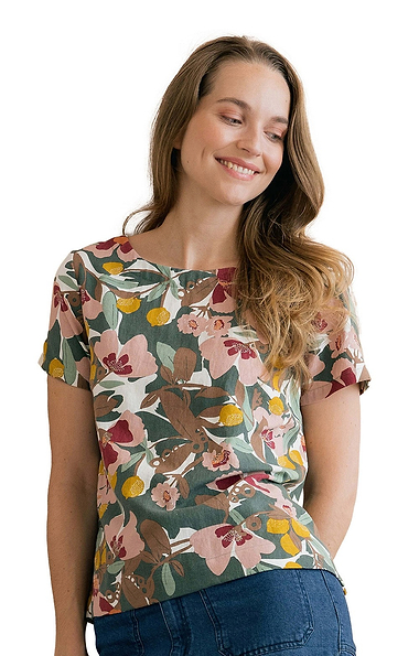 Ladies Lily & Me Rosali Linen Rich Top