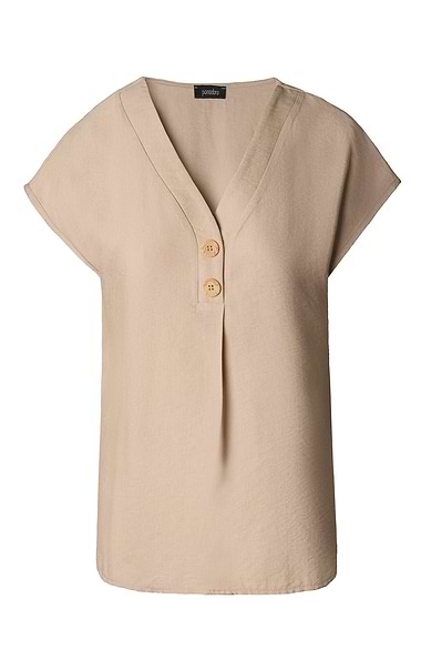 Ladies Short Sleeve Two Button Top