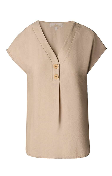 Ladies Short Sleeve Two Button Top