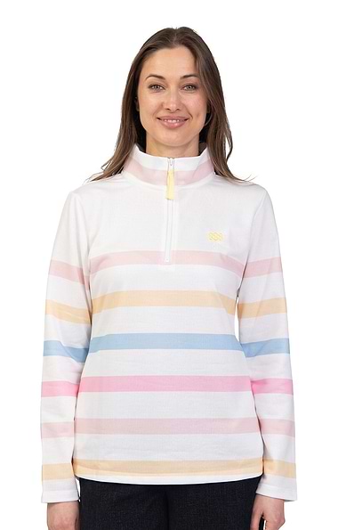 Ladies Striped T-Zip