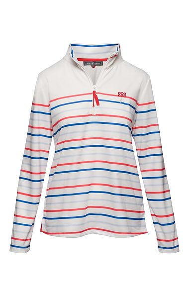 Ladies Striped T-Zip