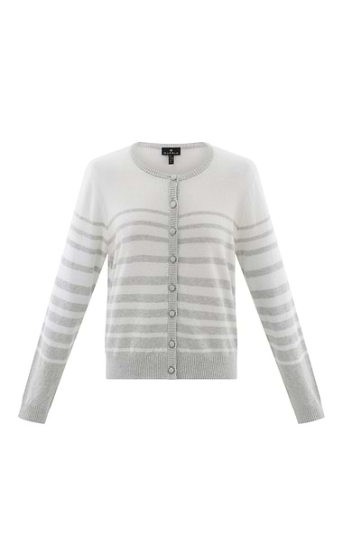 Ladies Marble Striped Knitted Button Cardigan