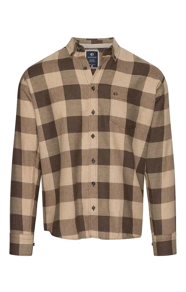Men's Long-Sleeve Button-Down Check Shirt