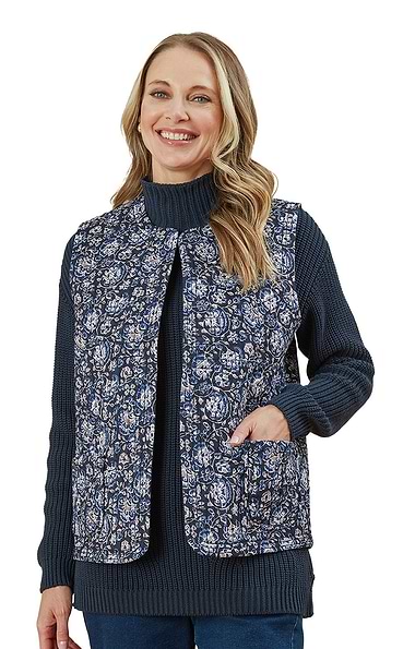 Ladies Adini Marina Print Ada Reversible Waistcoat