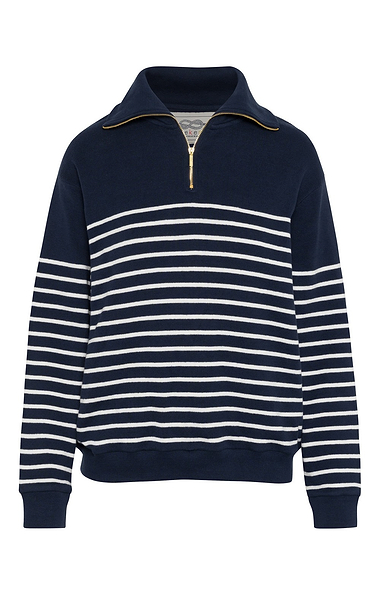 Ladies House of Bruar Breton Knit Quarter Zip Sweater