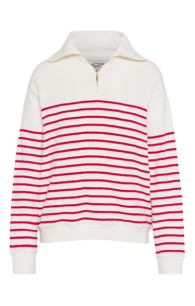 Ladies House of Bruar Breton Knit Quarter Zip Sweater