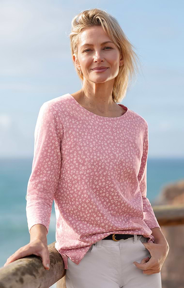 Ladies House of Bruar Cotton Two Colour Print Top