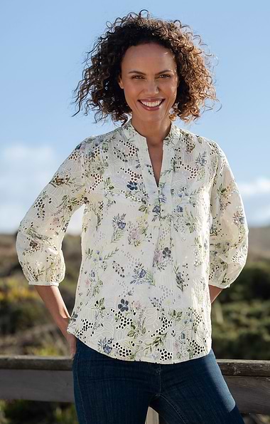 Ladies Bruar Exclusive Broderie Anglaise Blouse