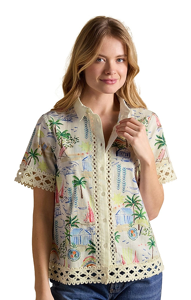 Ladies Joules Isobel Cotton Crochet Shirt