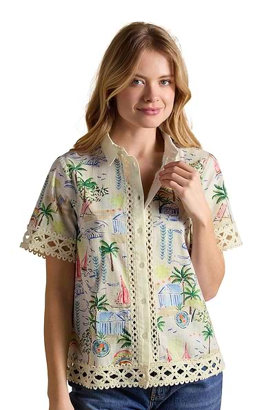 Ladies Joules Isobel Cotton Crochet Shirt