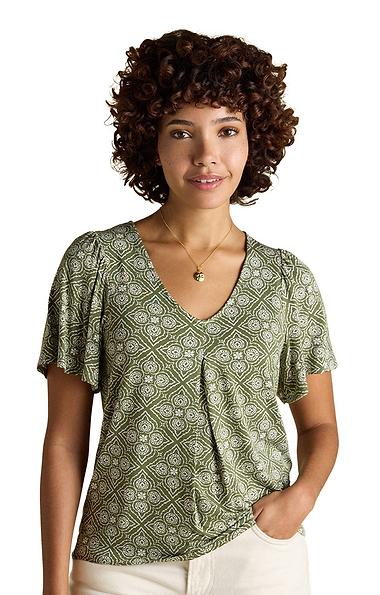 Ladies Joules Nia Pleat Jersey Top