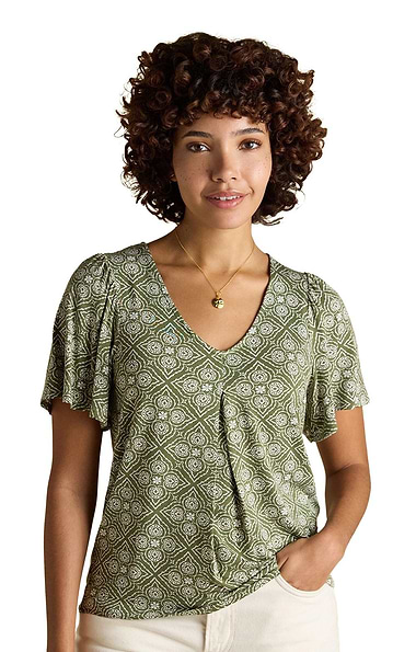 Ladies Joules Nia Pleat Jersey Top