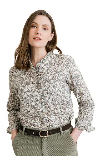 Ladies Lily & Me Rachel Cotton Frill-Collar Blouse