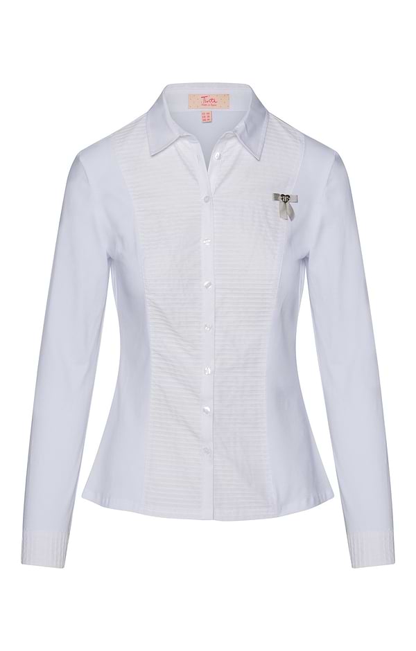 Ladies Horizontal Pleat Button Shirt