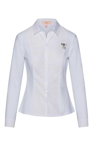 Ladies Horizontal Pleat Button Shirt