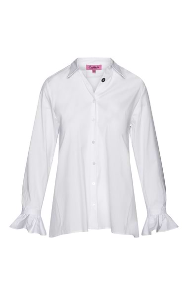 Ladies Cotton-Rich Shirt with Frill Cuff