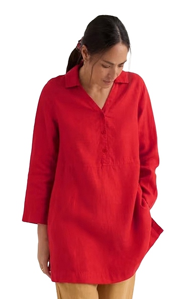 Ladies Seasalt Linen Harbour Wall Half-Button Tunic