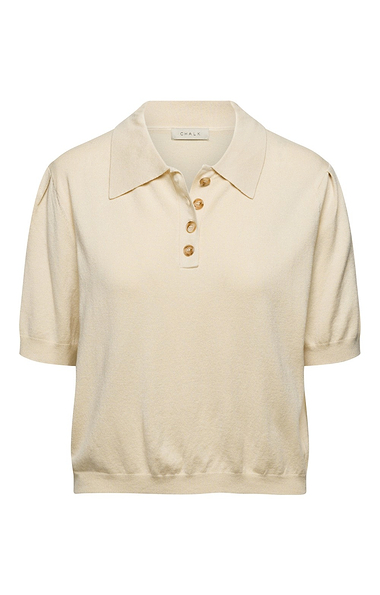 Ladies Knit Puff Sleeve Polo Shirt