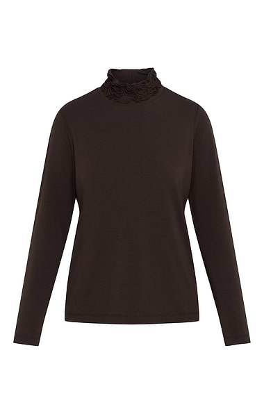 Ladies Ruffle Neck Long Sleeve Top