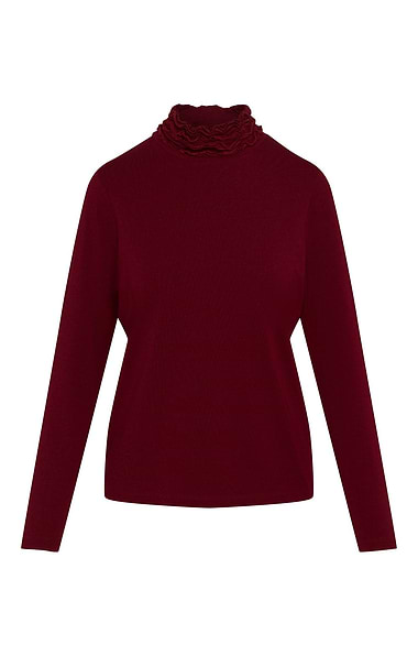 Ladies Ruffle Neck Long Sleeve Top