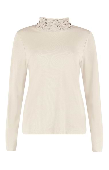 Ladies Ruffle Neck Long Sleeve Top