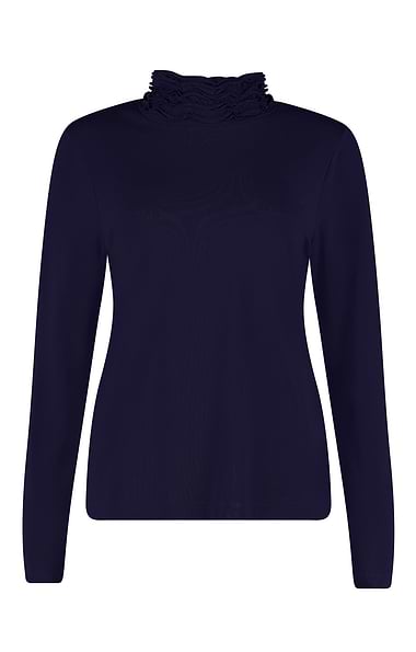 Ladies Ruffle Neck Long Sleeve Top