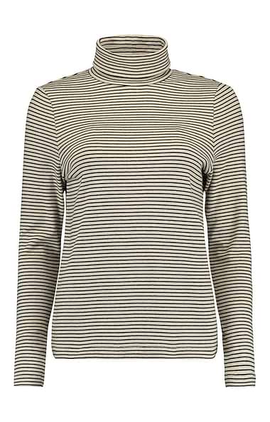 Ladies Cotton Jersey Stripe Turtleneck