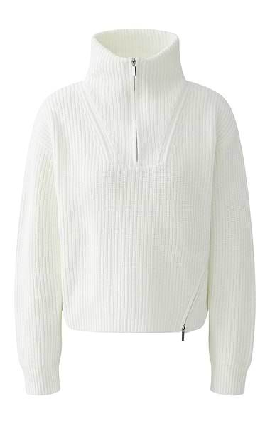 Ladies Oui Cotton Rich T-Zip Roll Neck Jumper