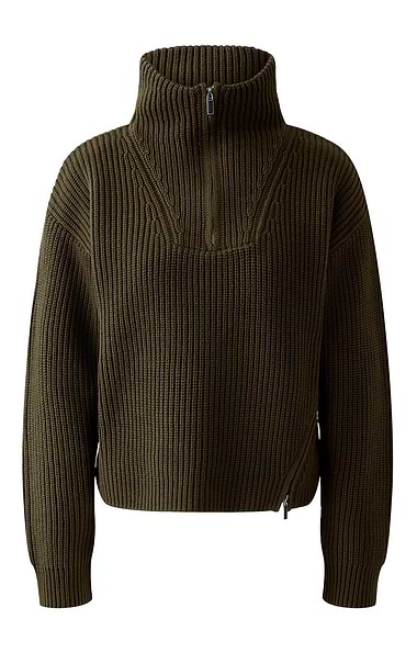 Ladies Oui Cotton Rich T-Zip Roll Neck Jumper