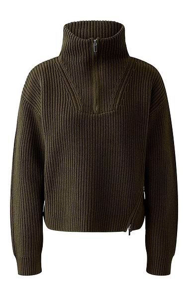 Ladies Oui Cotton Rich T-Zip Roll Neck Jumper