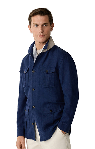 Men's Hackett London Linen Four-Pocket Overshirt