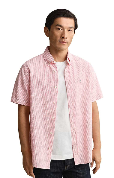 Men's Gant Regular Seersucker Striped Short Sleeve Shirt