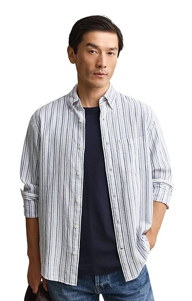 Men's Gant Regular Cotton Linen Striped Shirt